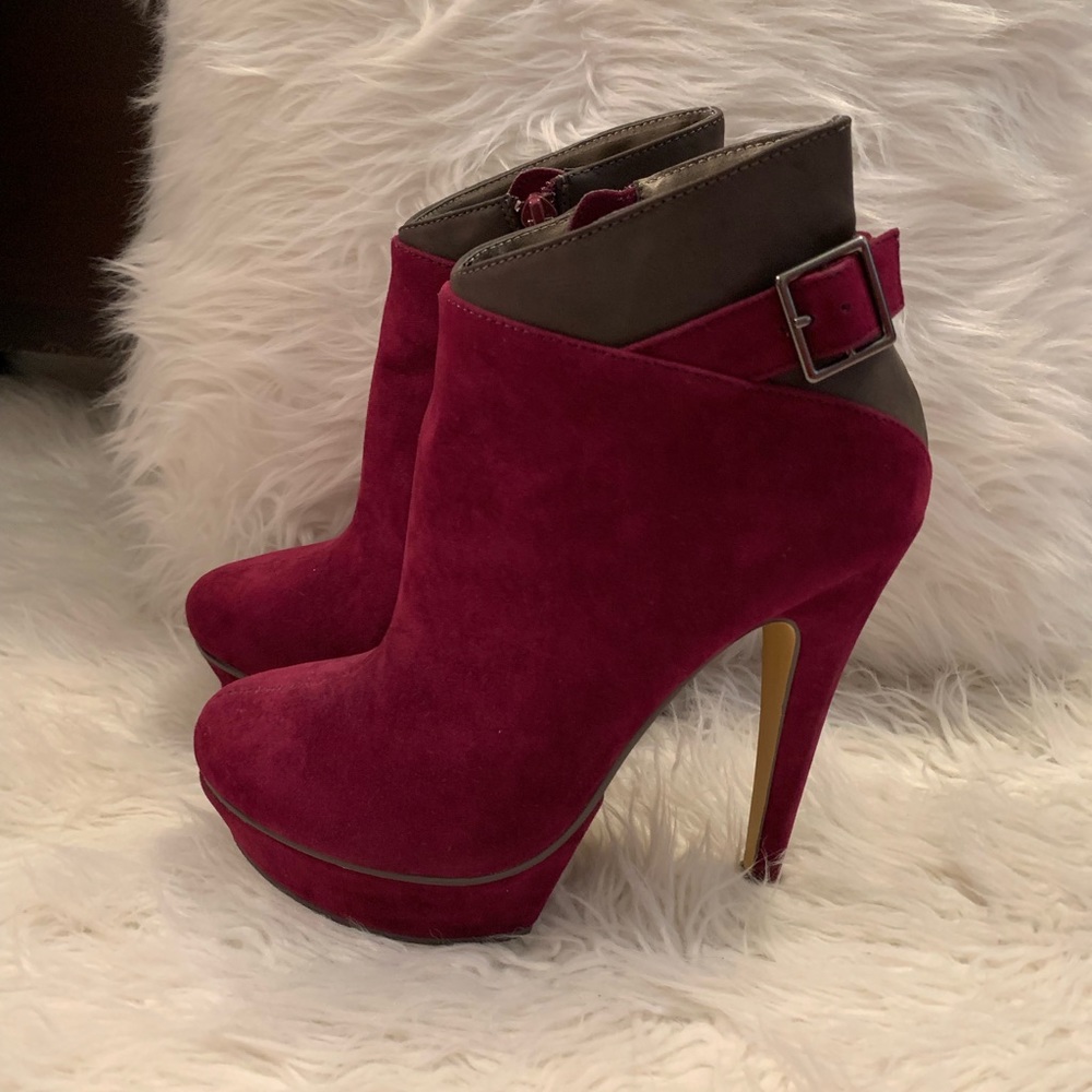 Michael Antonio Burgundy & Gray Ankle Boots